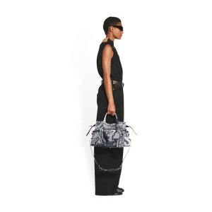 Women's Balenciaga Neo Cagole City Graffiti Handbag Black | 8150CWIOR