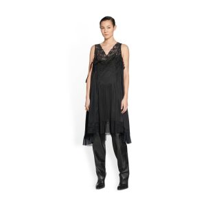 Women's Balenciaga Patched Slip Dress Skirts Black | 6973NHPJM