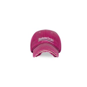 Women's Balenciaga Political Campaign Destroyed Caps Dark Pink | 9453ESGLU