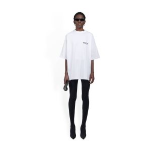 Women's Balenciaga Political Campaign Large Fit T Shirts White | 3729TMZLP