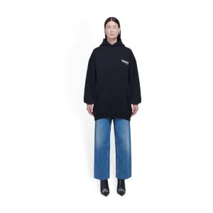 Women's Balenciaga Political Campaign Large Fit Hoodie Black | 9485CYHWZ