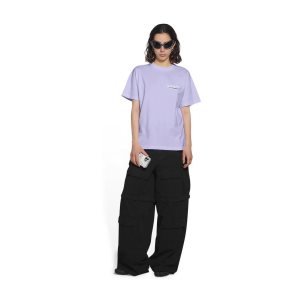 Women's Balenciaga Political Campaign Small Fit T Shirts Purple | 2896FJKRU