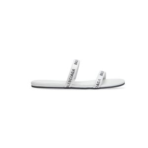 Women's Balenciaga Round Flat Sandals White | 7943WVHLR