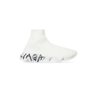 Women's Balenciaga Speed 2.0 Graffiti Recycled Knit Sneakers White | 9842SURDF