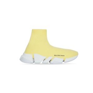 Women's Balenciaga Speed 2.0 Recycled Knit With Transparent Sole Sneakers Yellow | 9317REXWZ