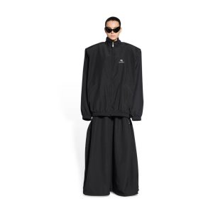 Women's Balenciaga Sporty B Oversized Tracksuit Jackets Black | 9376WNXVL