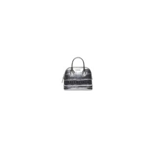 Women's Balenciaga Ville Metallized Crocodile Embossed Mini Bag Silver | 7216ULSKR