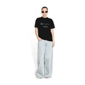 Women's Balenciaga Wfp Medium Fit T Shirts Black | 5167MZRHL