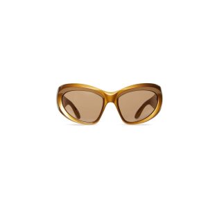 Women's Balenciaga Wrap D-frame Sunglasses Gold | 4781YHQMB