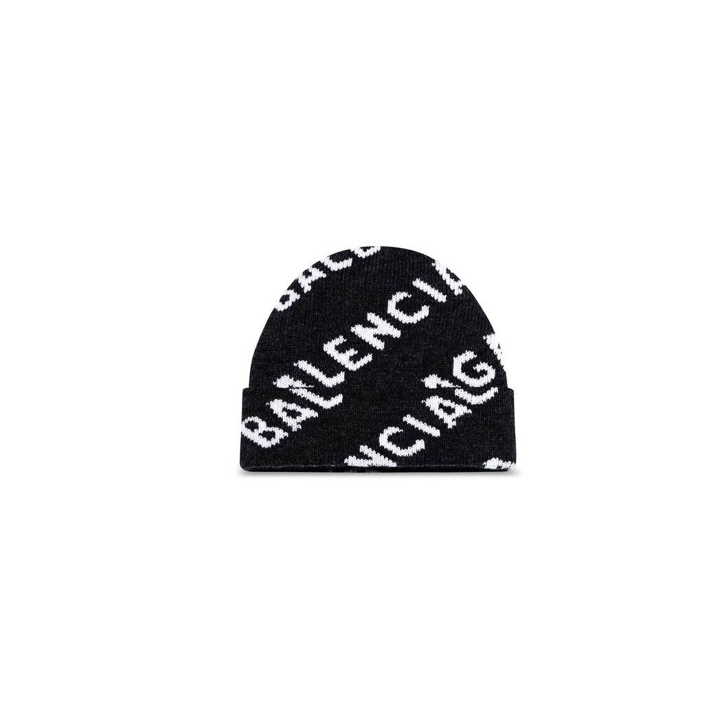 Men\'s Balenciaga Allover Logo Caps Black | 7285QGVDZ