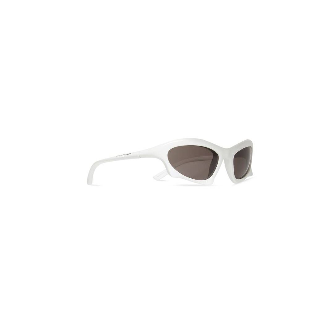 Men's Balenciaga Bat Rectangle Sunglasses White | 5826DGUYI