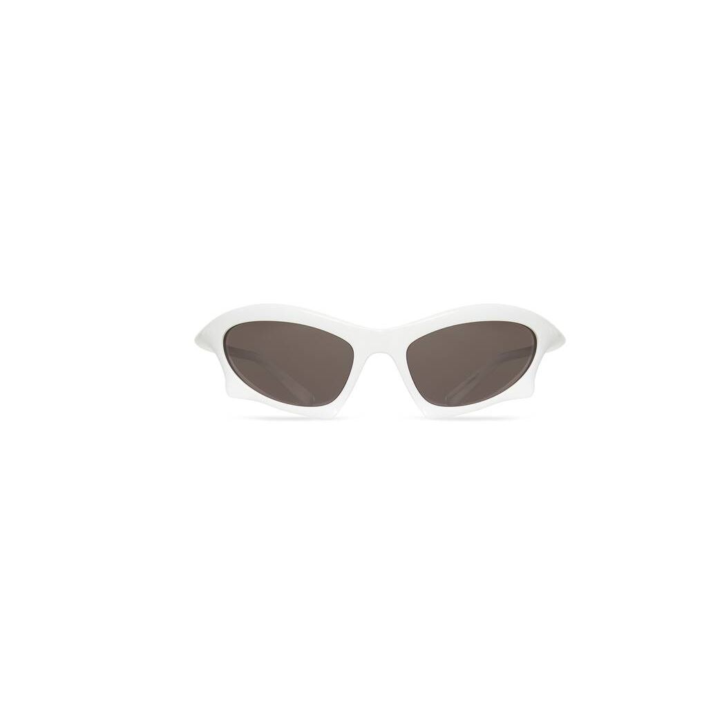 Men\'s Balenciaga Bat Rectangle Sunglasses White | 5826DGUYI