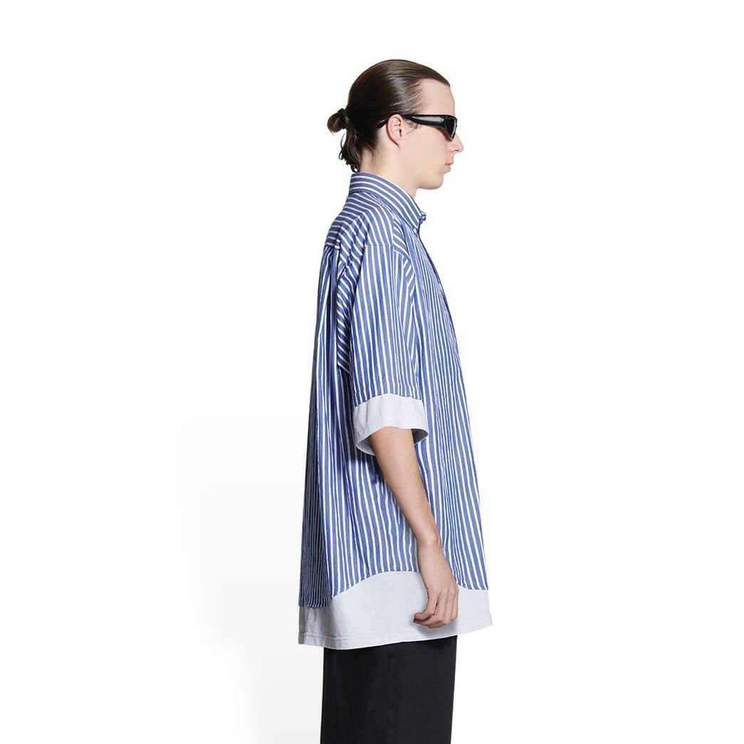 Men's Balenciaga Bb Icon Layered Shirts Blue | 5187GIPZO