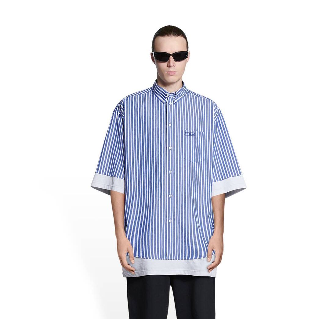 Men's Balenciaga Bb Icon Layered Shirts Blue | 5187GIPZO