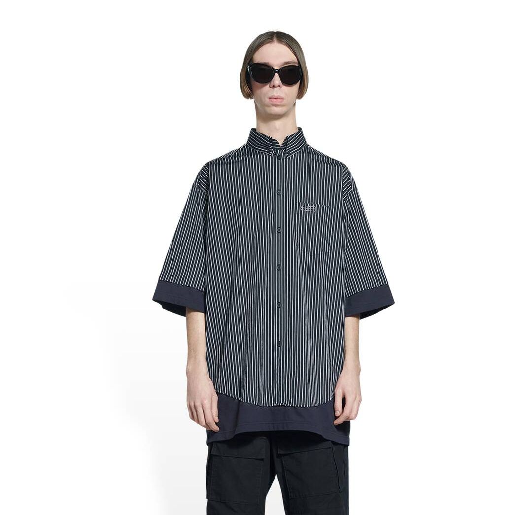 Men's Balenciaga Bb Icon Layered Shirts Black | 9345KCQZD