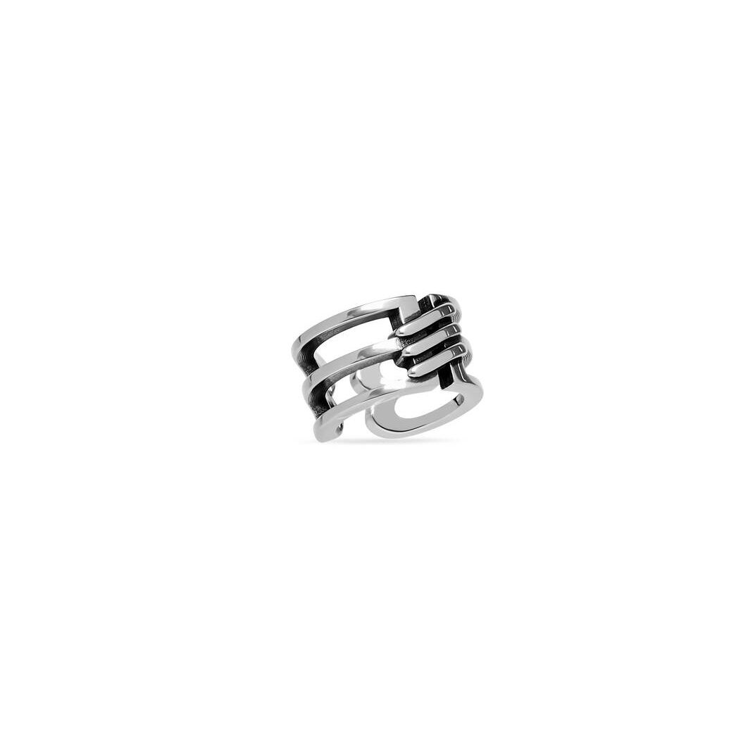 Men\'s Balenciaga Bb Icon Open Ring Jewelry Silver | 4701NUCXM