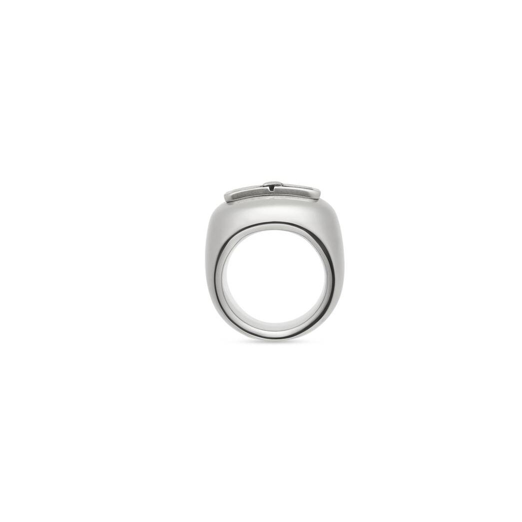 Men's Balenciaga Bb Icon Signet Ring Jewelry Silver | 8935REOGK