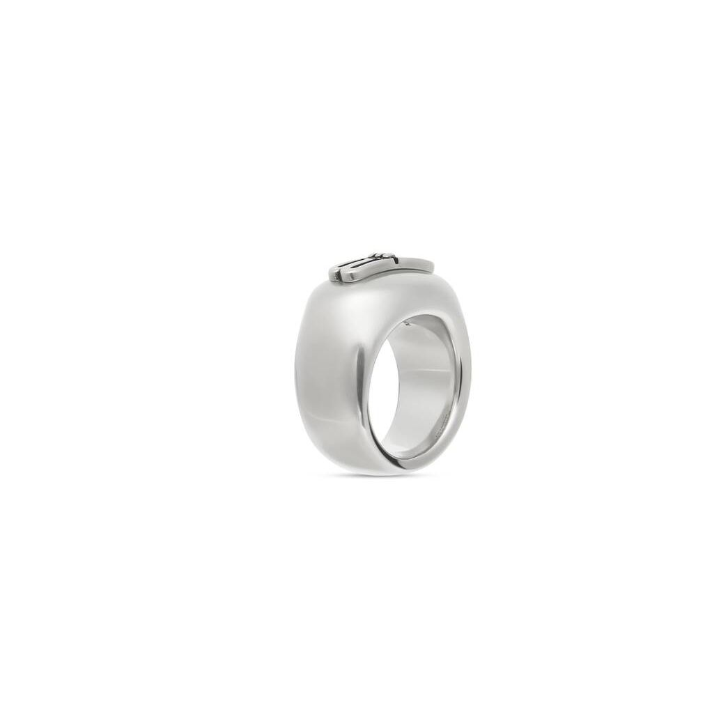 Men's Balenciaga Bb Icon Signet Ring Jewelry Silver | 8935REOGK