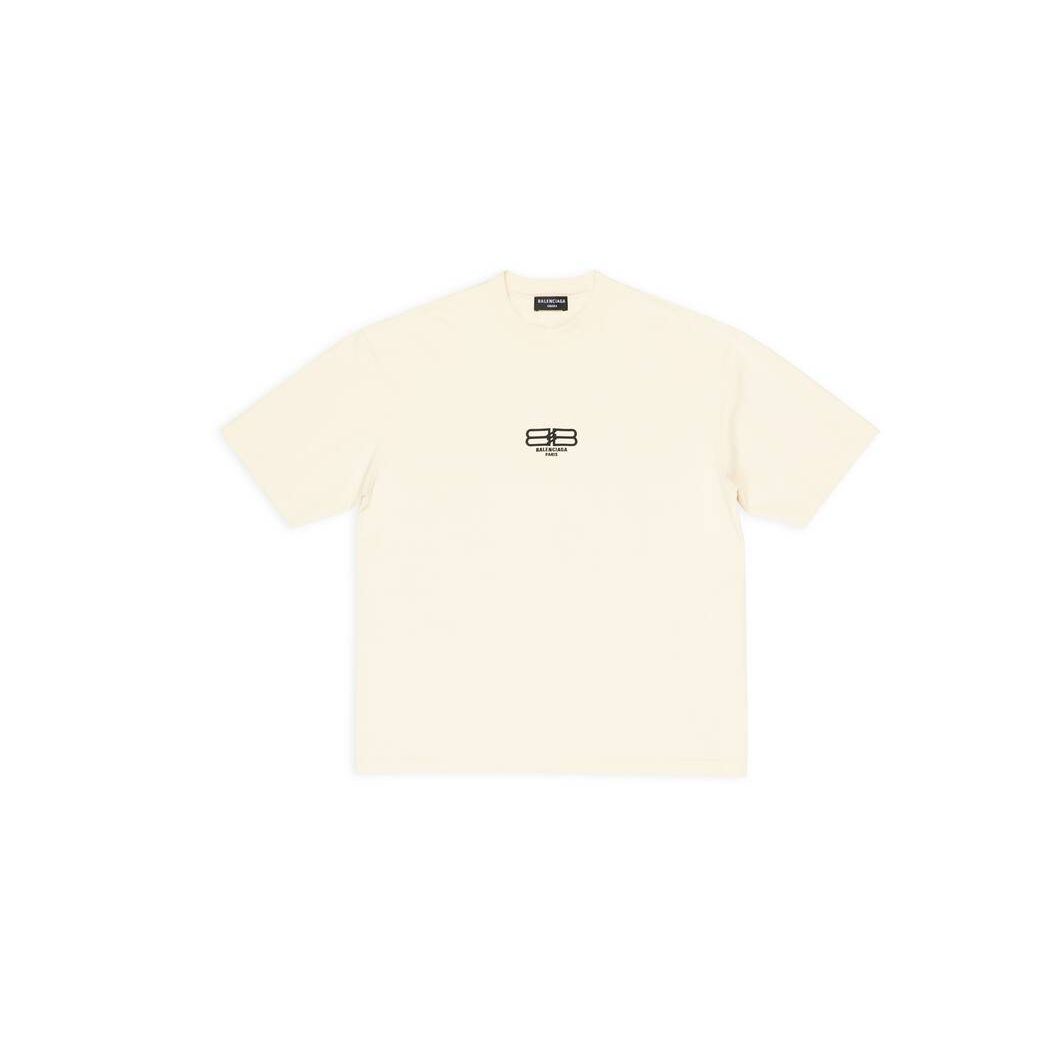 Men's Balenciaga Bb Paris Icon Medium Fit T Shirts Cream | 8415TZQKO