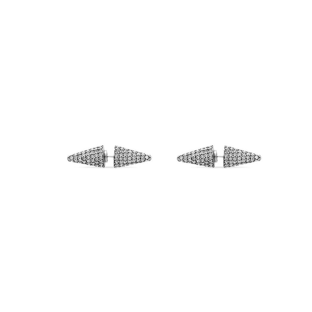 Men's Balenciaga Cagole Spike Earrings Jewelry Silver | 9037KQUEG