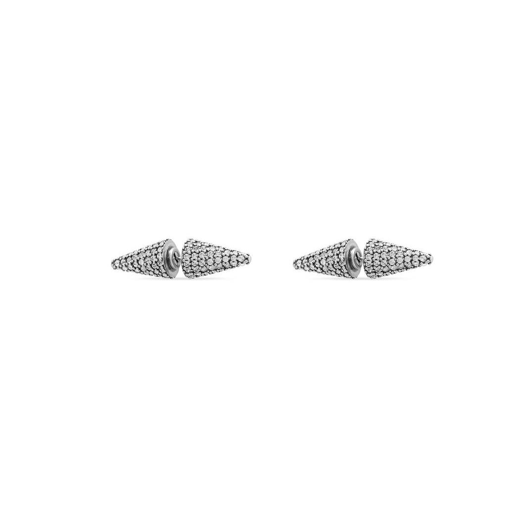 Men\'s Balenciaga Cagole Spike Earrings Jewelry Silver | 9037KQUEG