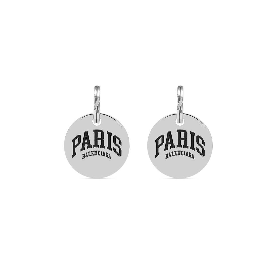 Men\'s Balenciaga Cities Paris Earrings Jewelry Silver | 8120CZQNI