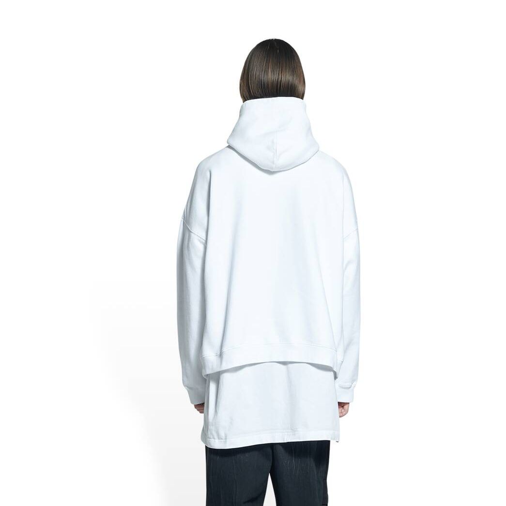 Men's Balenciaga Cities Paris Wide Fit Hoodie White | 6038WRXKQ