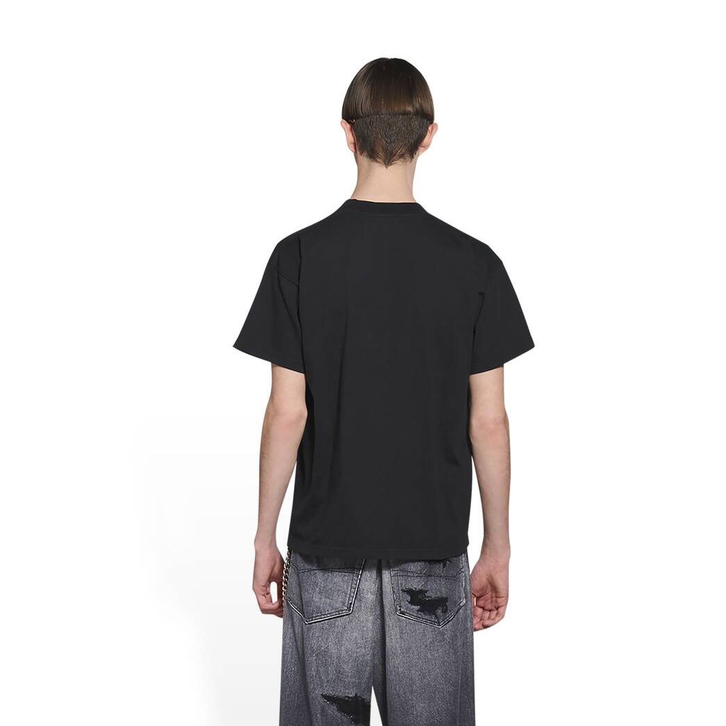 Men's Balenciaga College Medium Fit T Shirts Black | 3270AQKWM