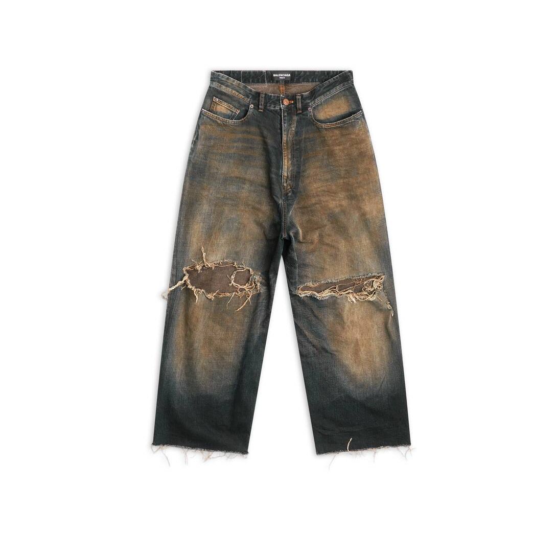 Men's Balenciaga Destroyed Skater Jeans Pants Blue | 7261HTJSD