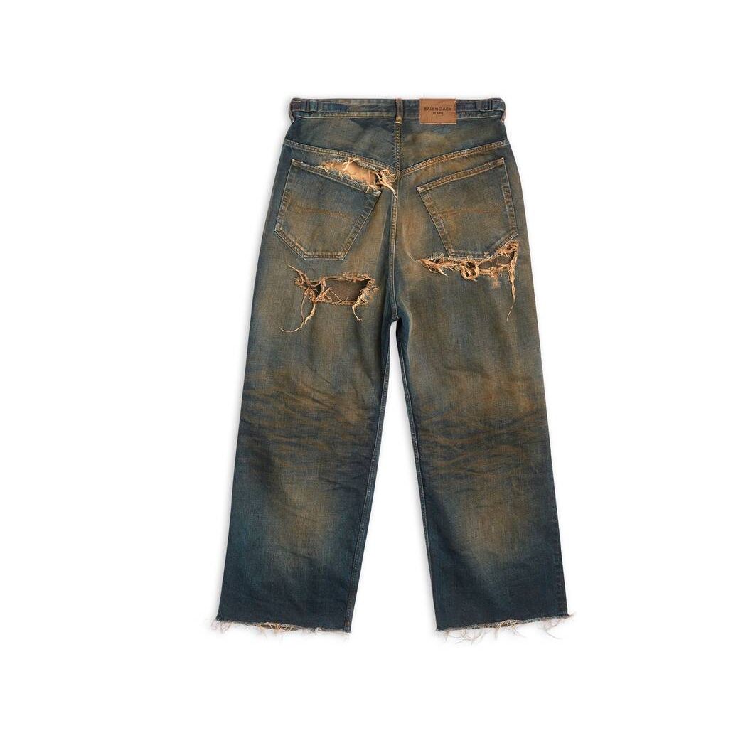 Men's Balenciaga Destroyed Skater Jeans Pants Blue | 7261HTJSD