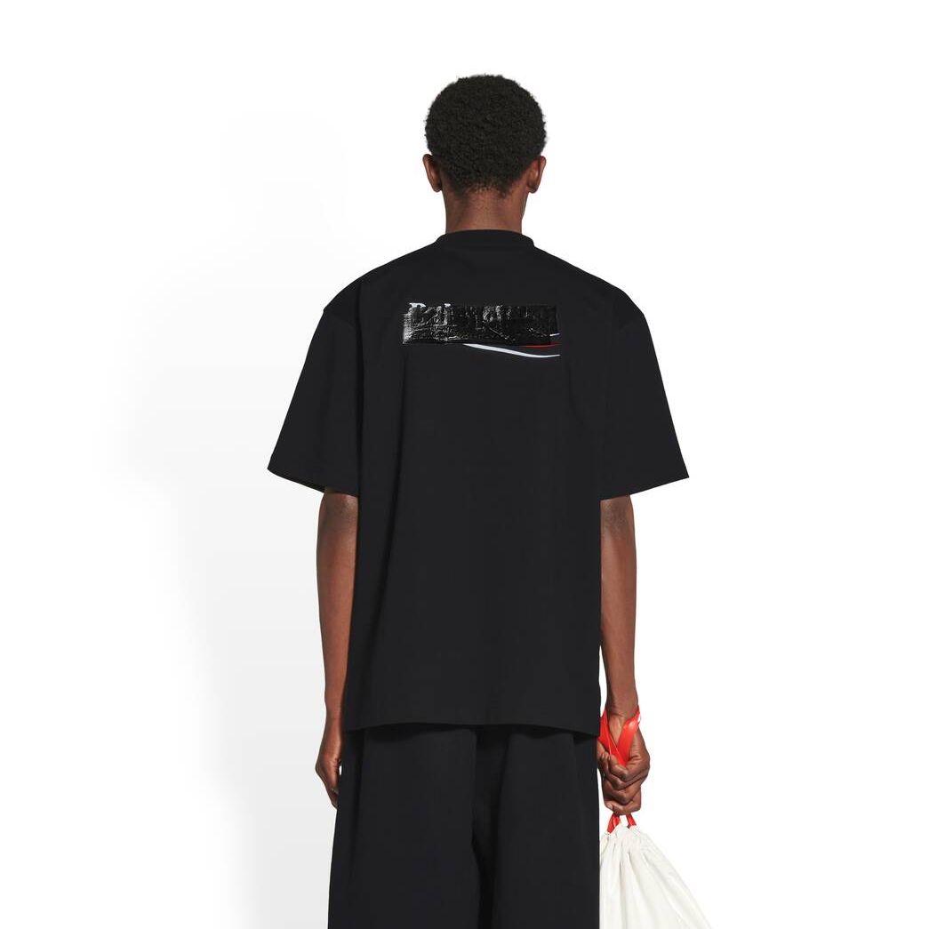 Men's Balenciaga Gaffer Large Fit T Shirts Black | 8094BMLOF