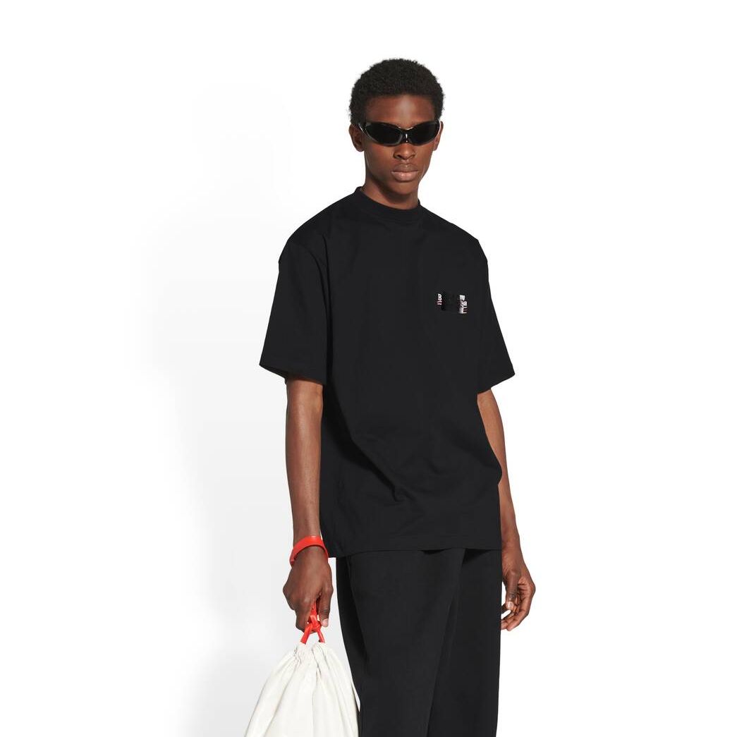 Men's Balenciaga Gaffer Large Fit T Shirts Black | 8094BMLOF