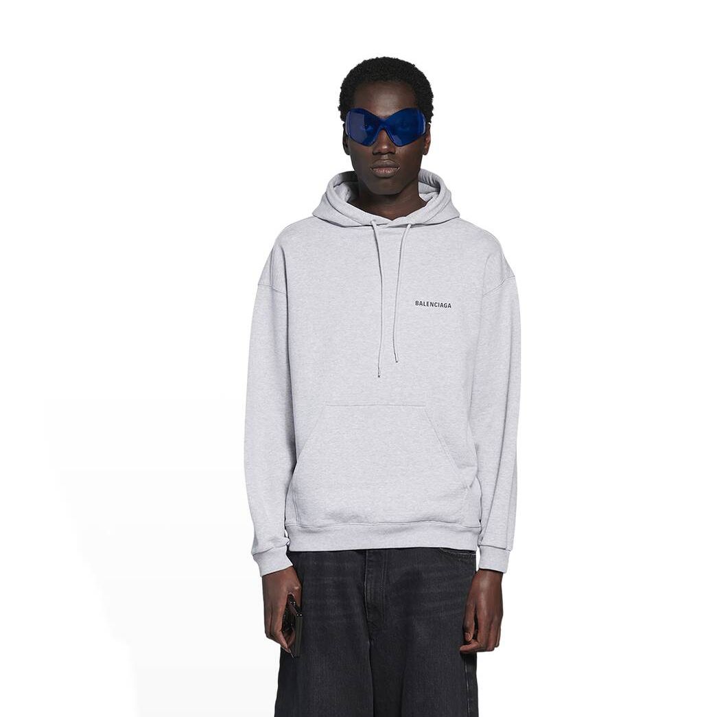 Men's Balenciaga Logo Medium Fit Hoodie Grey / Black | 6231OLIKJ