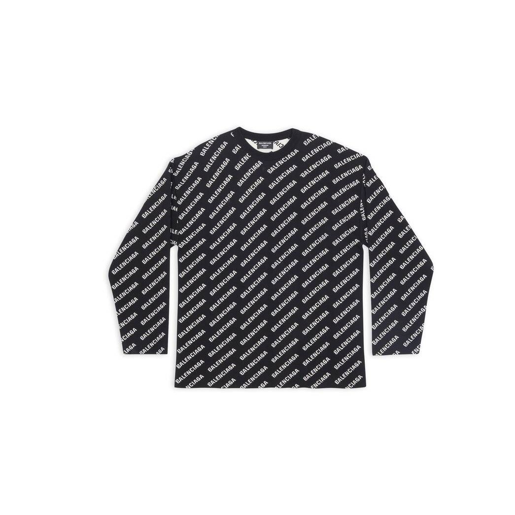 Men's Balenciaga Mini Allover Logo Sweater Knitwear Black | 2465IVHWA