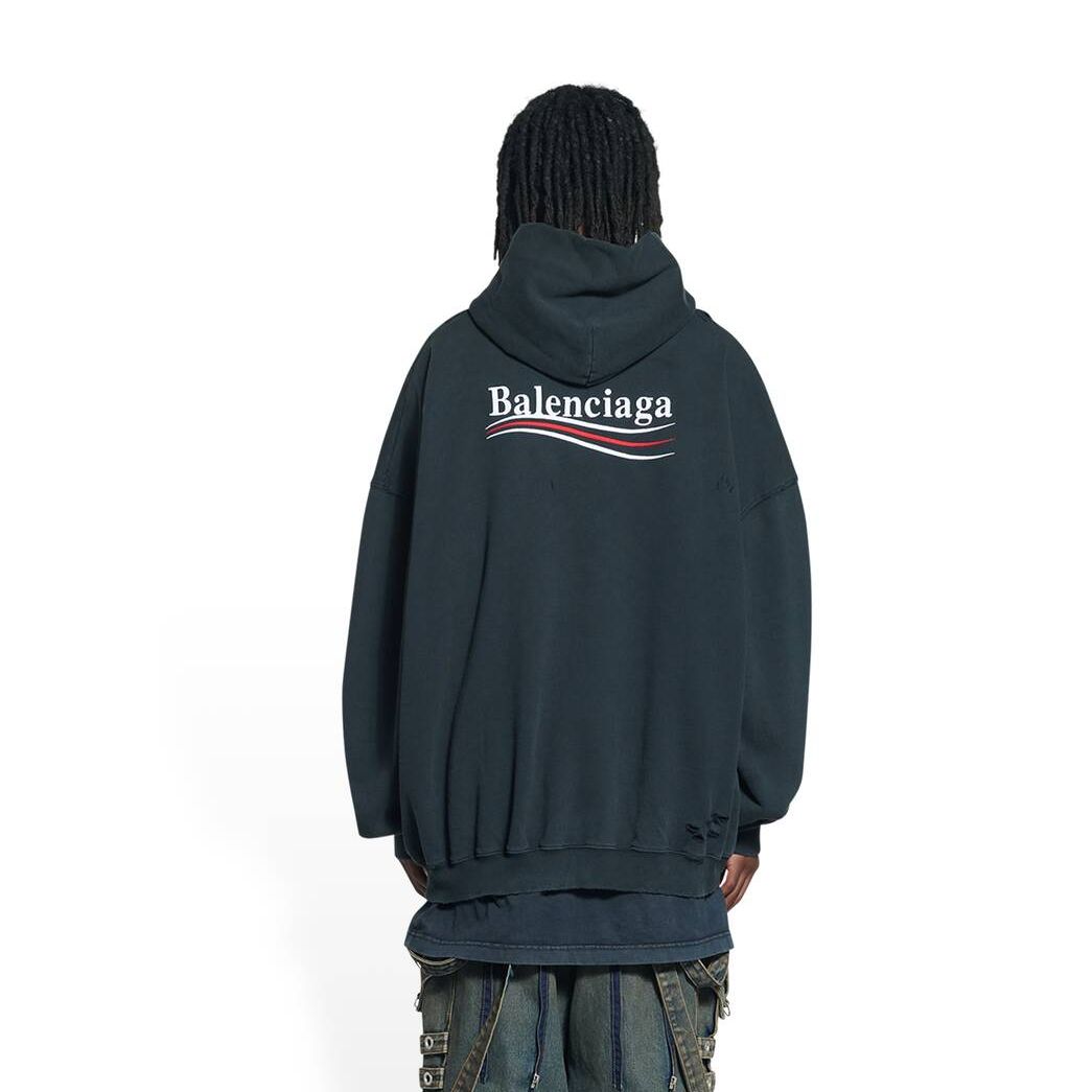 Men's Balenciaga Political Campaign Large Fit Hoodie Black | 0324QOGTW