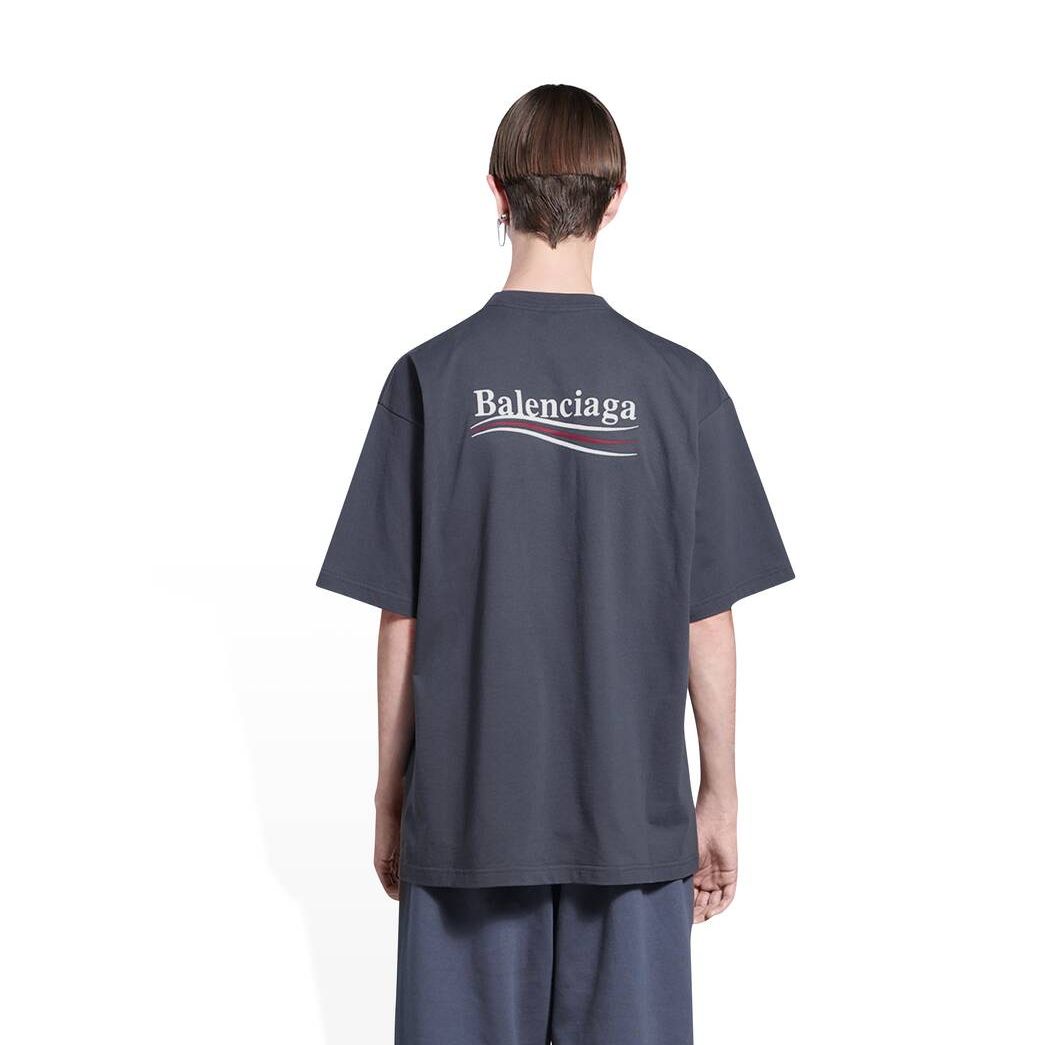 Men's Balenciaga Political Campaign Large Fit T Shirts Grey | 5974HGYQJ