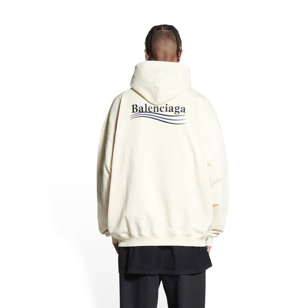 Men's Balenciaga Political Campaign Large Fit Hoodie Blue | 9683NIKLA