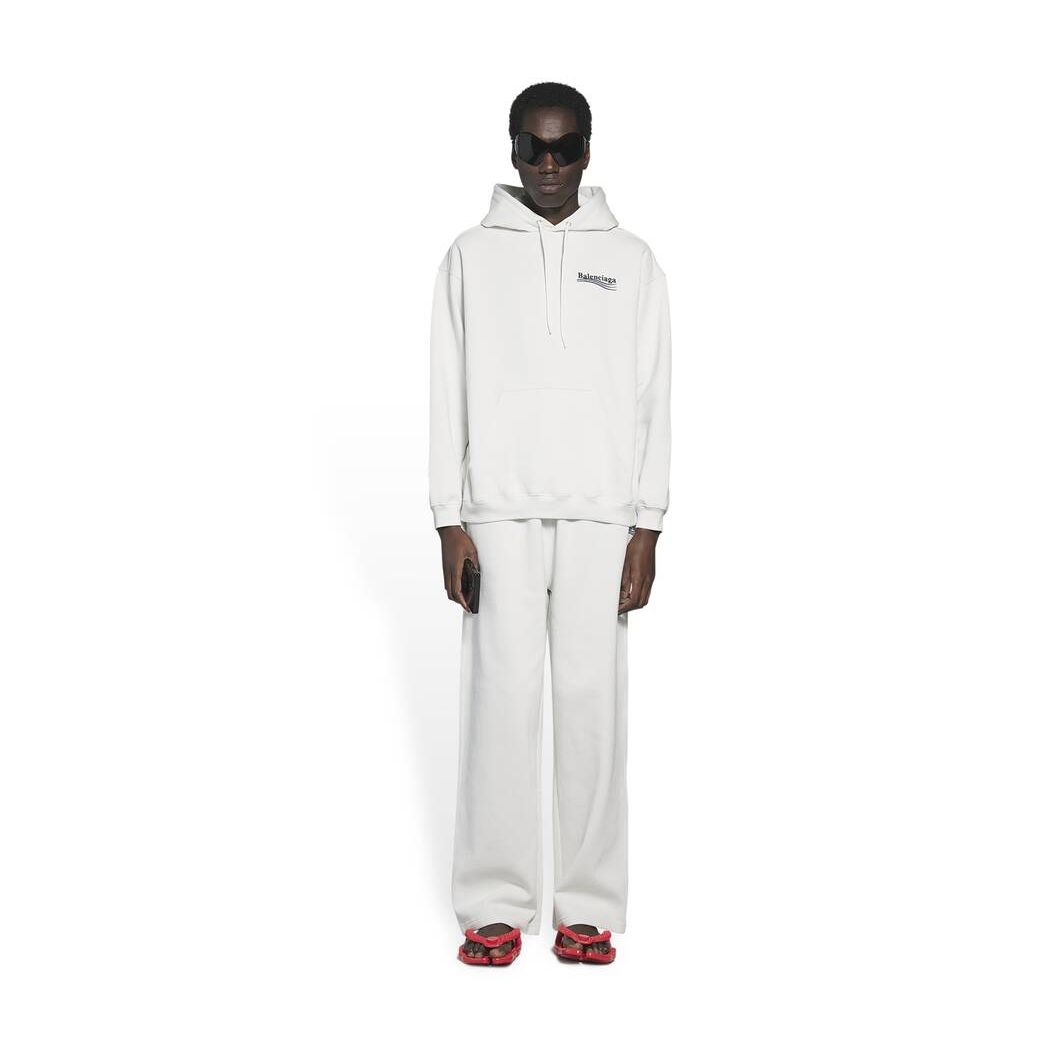 Men\'s Balenciaga Political Campaign Medium Fit Hoodie White | 2634UTYEV