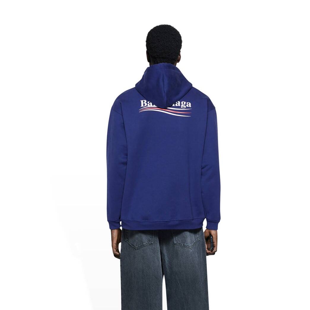 Men's Balenciaga Political Campaign Medium Fit Hoodie Blue / White | 3140JGKBS