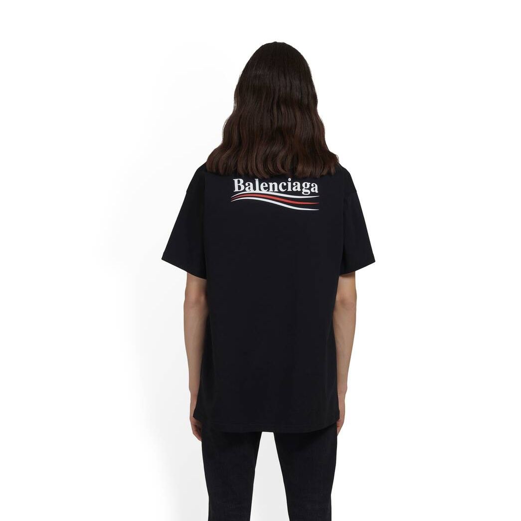 Men's Balenciaga Political Campaign Regular Fit T Shirts Black | 6248TYQCZ