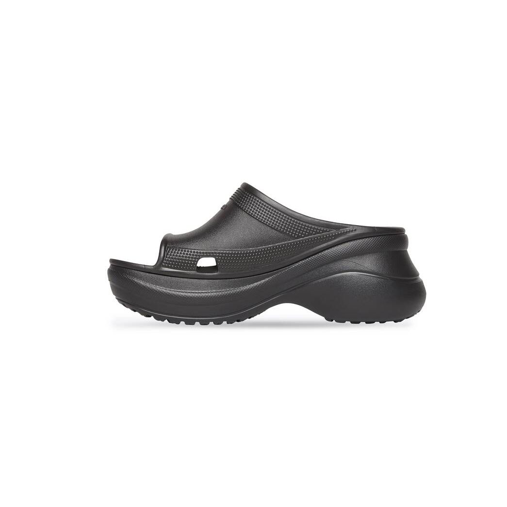 Men's Balenciaga Pool Crocs Slide Sandals Black | 0781OXLNB