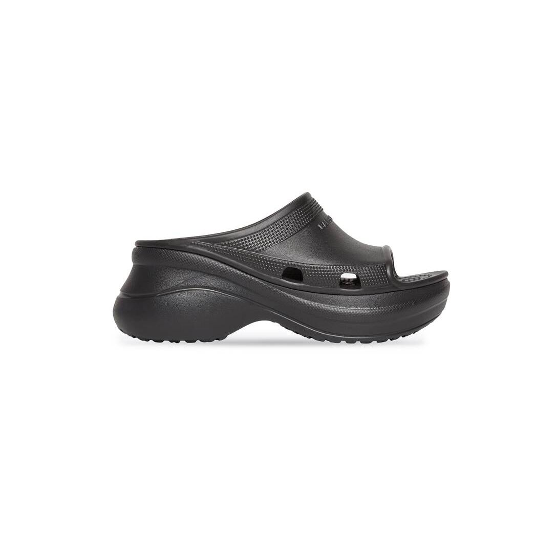 Men\'s Balenciaga Pool Crocs Slide Sandals Black | 0781OXLNB