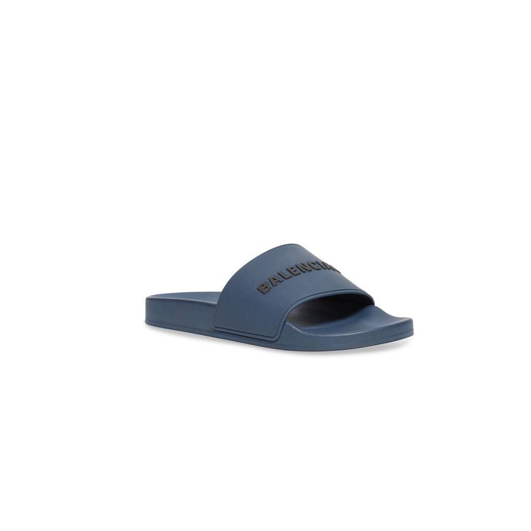 Men's Balenciaga Pool Slide Sandals Blue | 5847DJHXZ