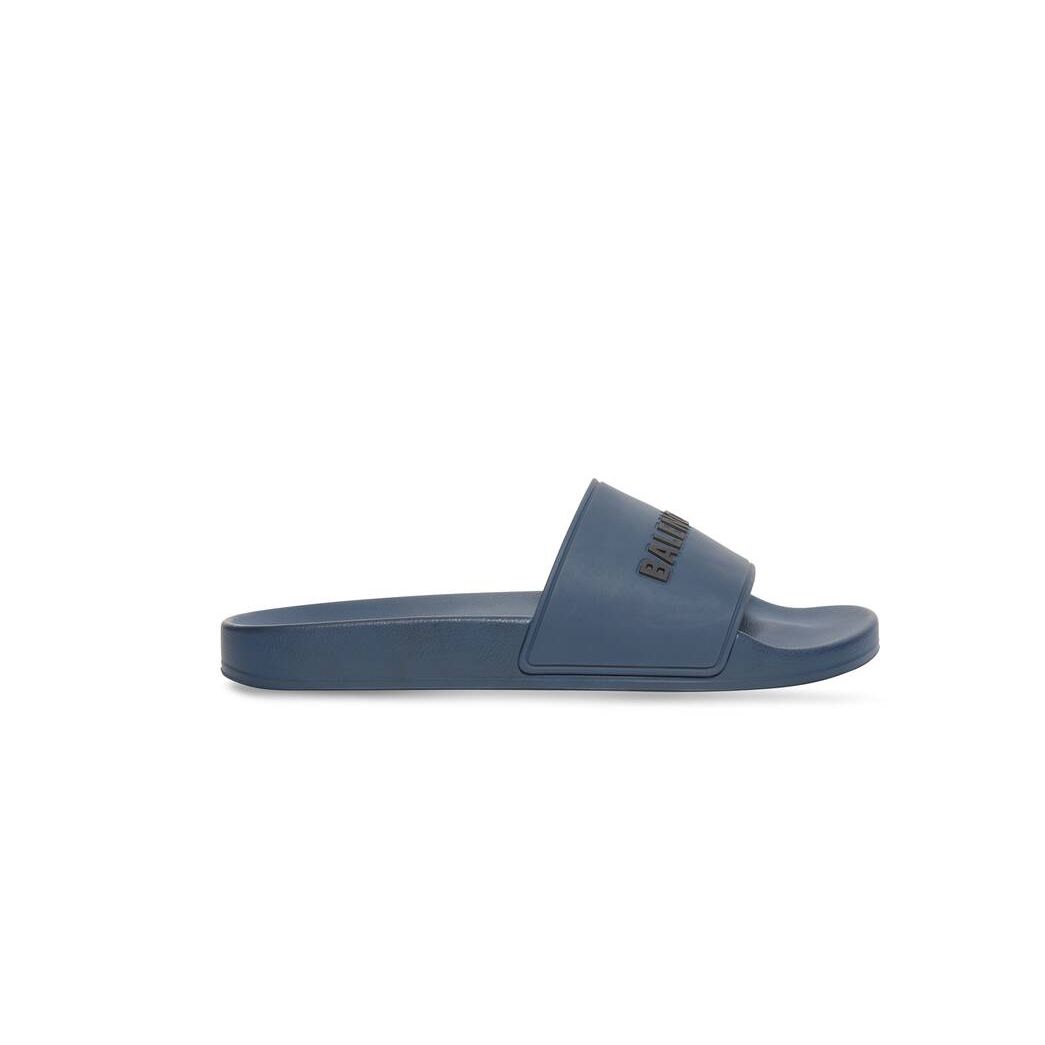 Men\'s Balenciaga Pool Slide Sandals Blue | 5847DJHXZ