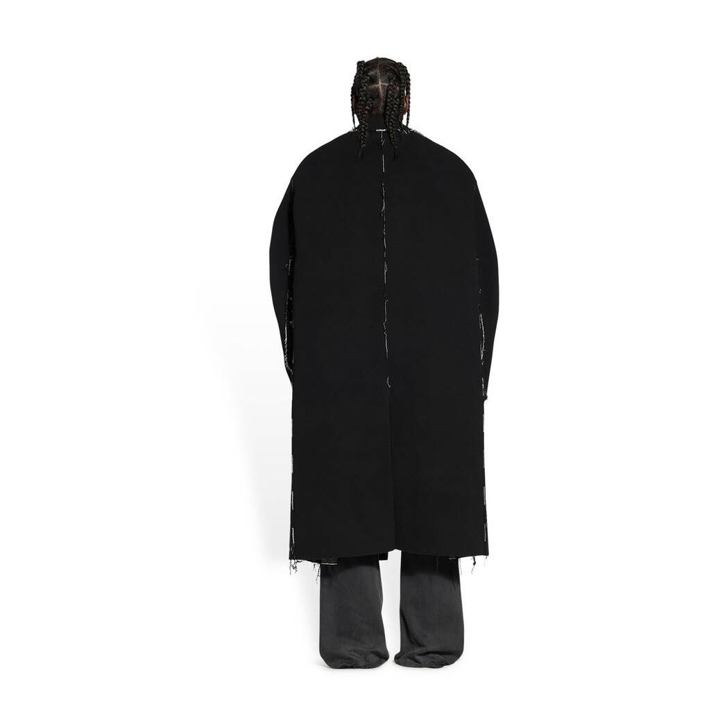 Men's Balenciaga Raw Edge Coat Jackets Black | 3179JIGUP