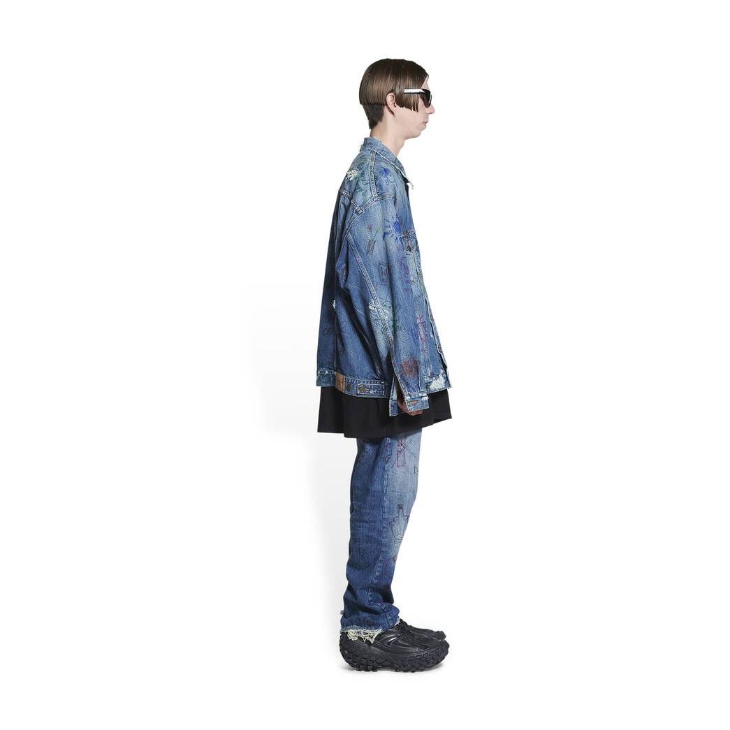 Men's Balenciaga Scribble Oversized Jackets Blue | 6421WDJNB