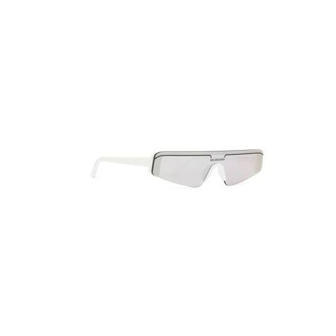 Men's Balenciaga Ski Rectangle Sunglasses White / Silver | 1043DMZBH