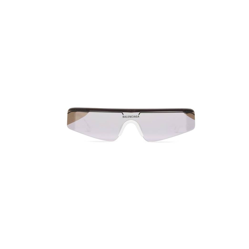 Men\'s Balenciaga Ski Rectangle Sunglasses White / Silver | 1043DMZBH