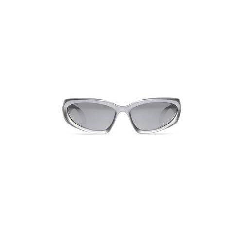 Men's Balenciaga Swift Oval Sunglasses Silver | 1670JDBGS