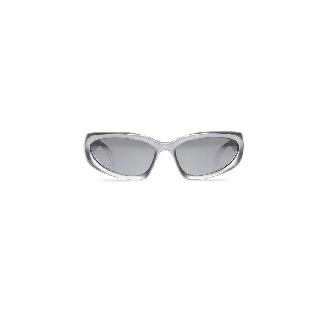 Men\'s Balenciaga Swift Oval Sunglasses Silver | 1670JDBGS